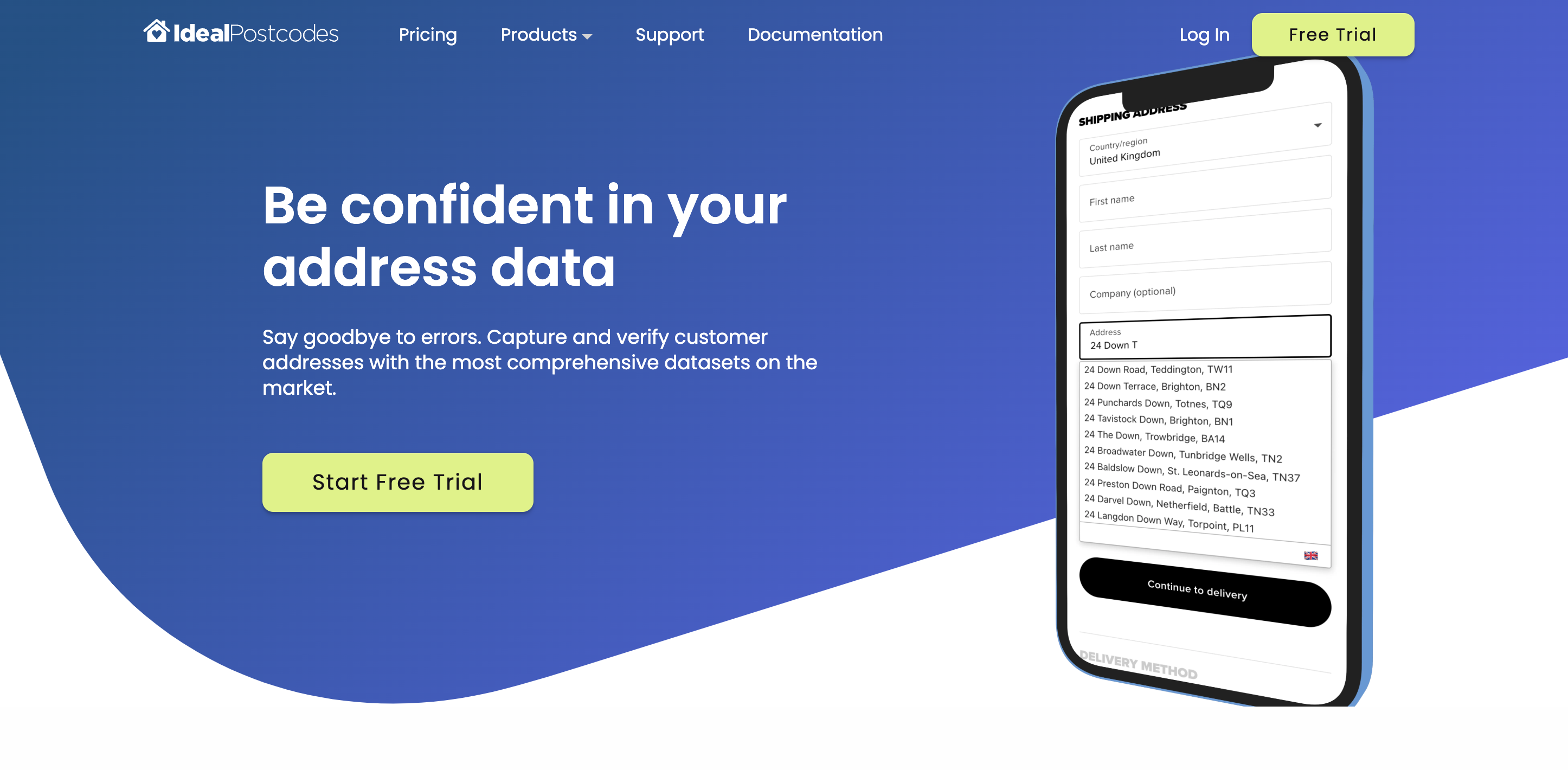 screenshot of Ideal Postcodes